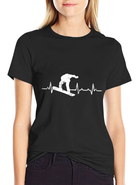 Snowboard Heartbeat T-Shirt - Black Graphic Tee