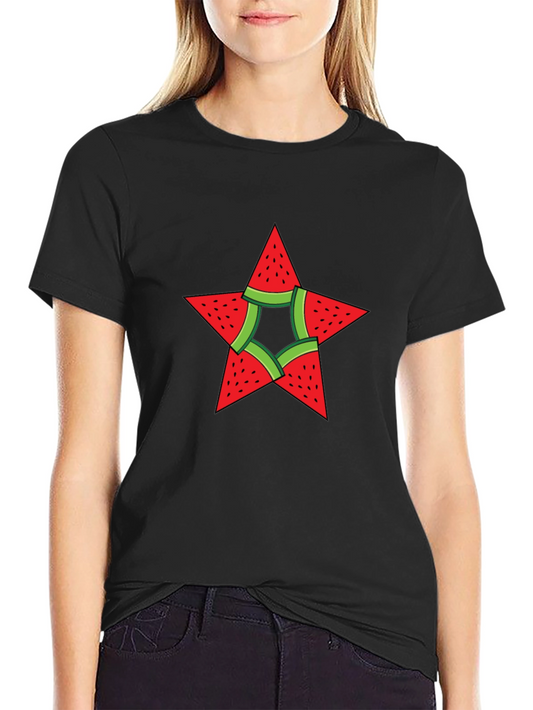 Watermelon Star Graphic Black T-Shirt