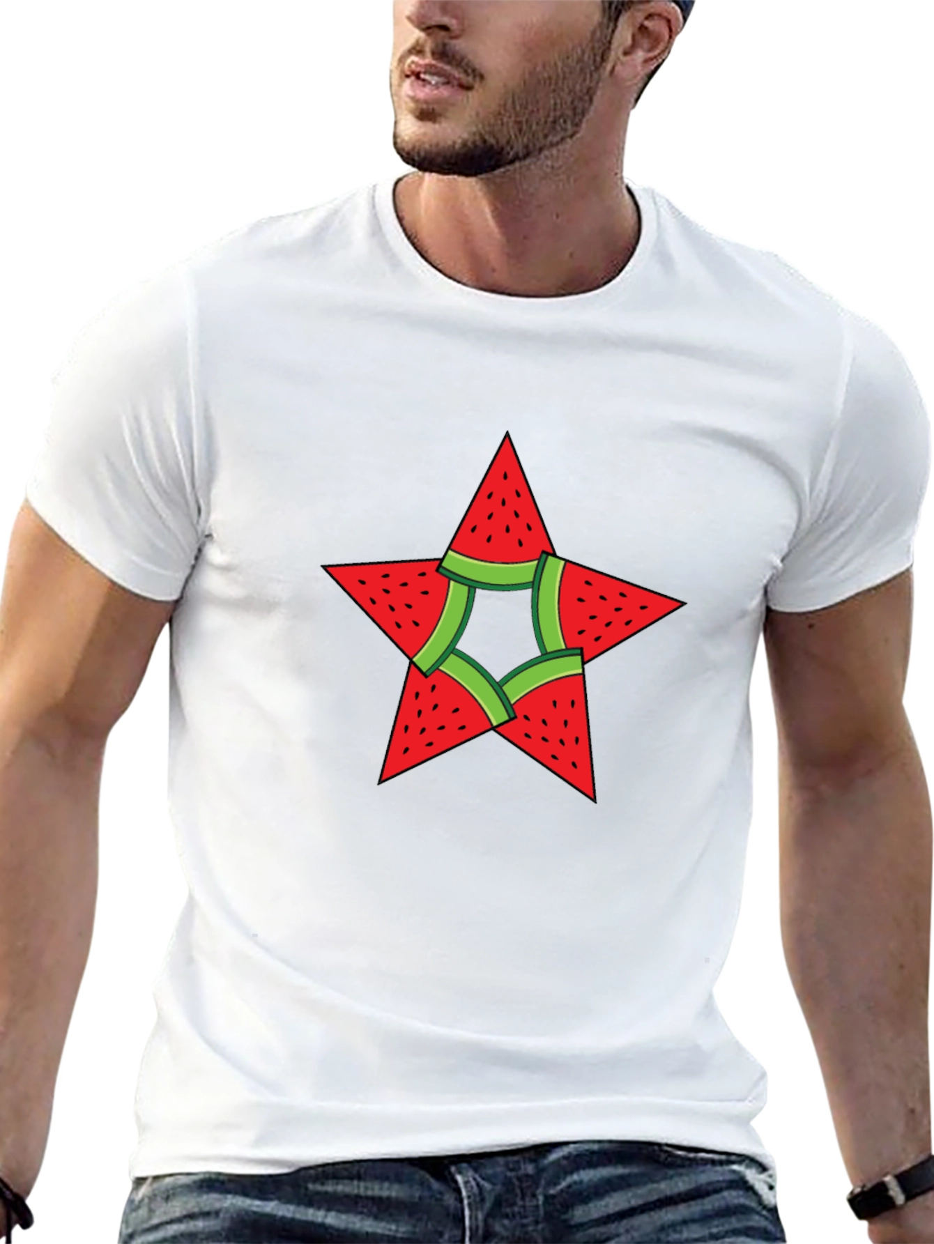 Watermelon Star Graphic Black T-Shirt