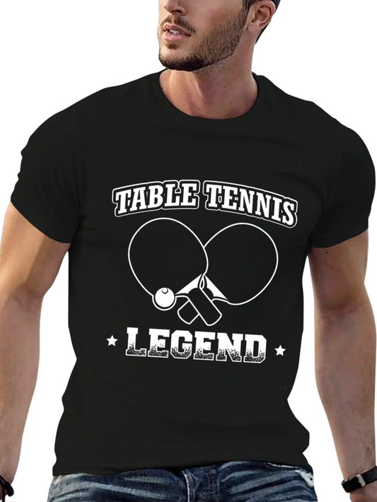 Table Tennis Legend Black Graphic T-Shirt