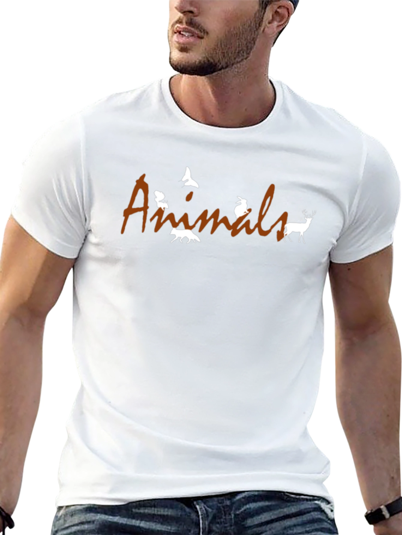 Animals Graphic T-Shirt - Black Crew Neck Tee
