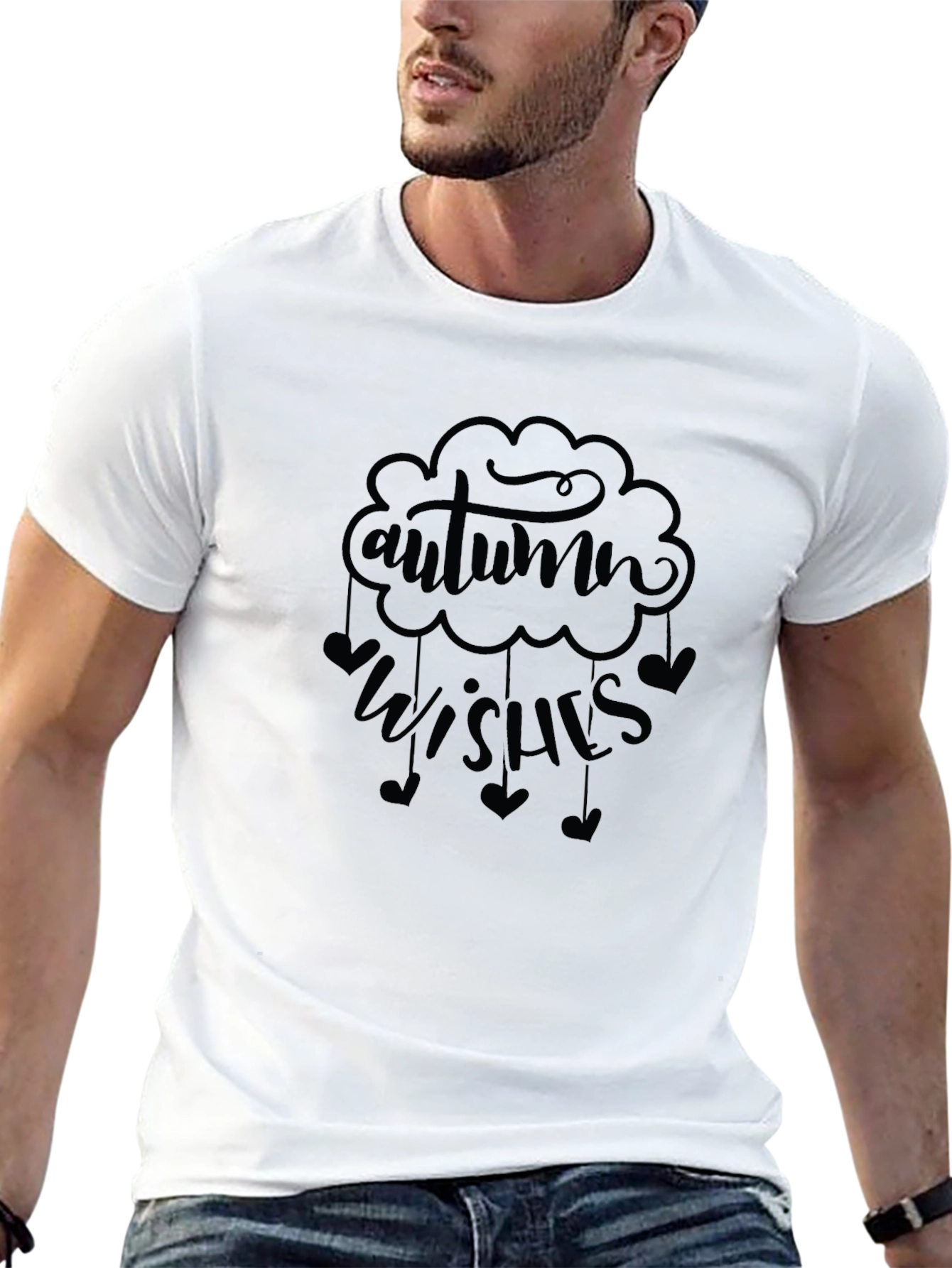 Autumn Wishes Graphic Tee - Black Cotton Comfort