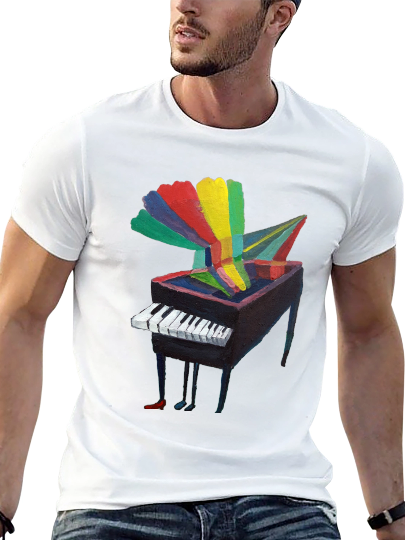 Artistic Piano Graphic Tee - Unique Music Lover Shirt