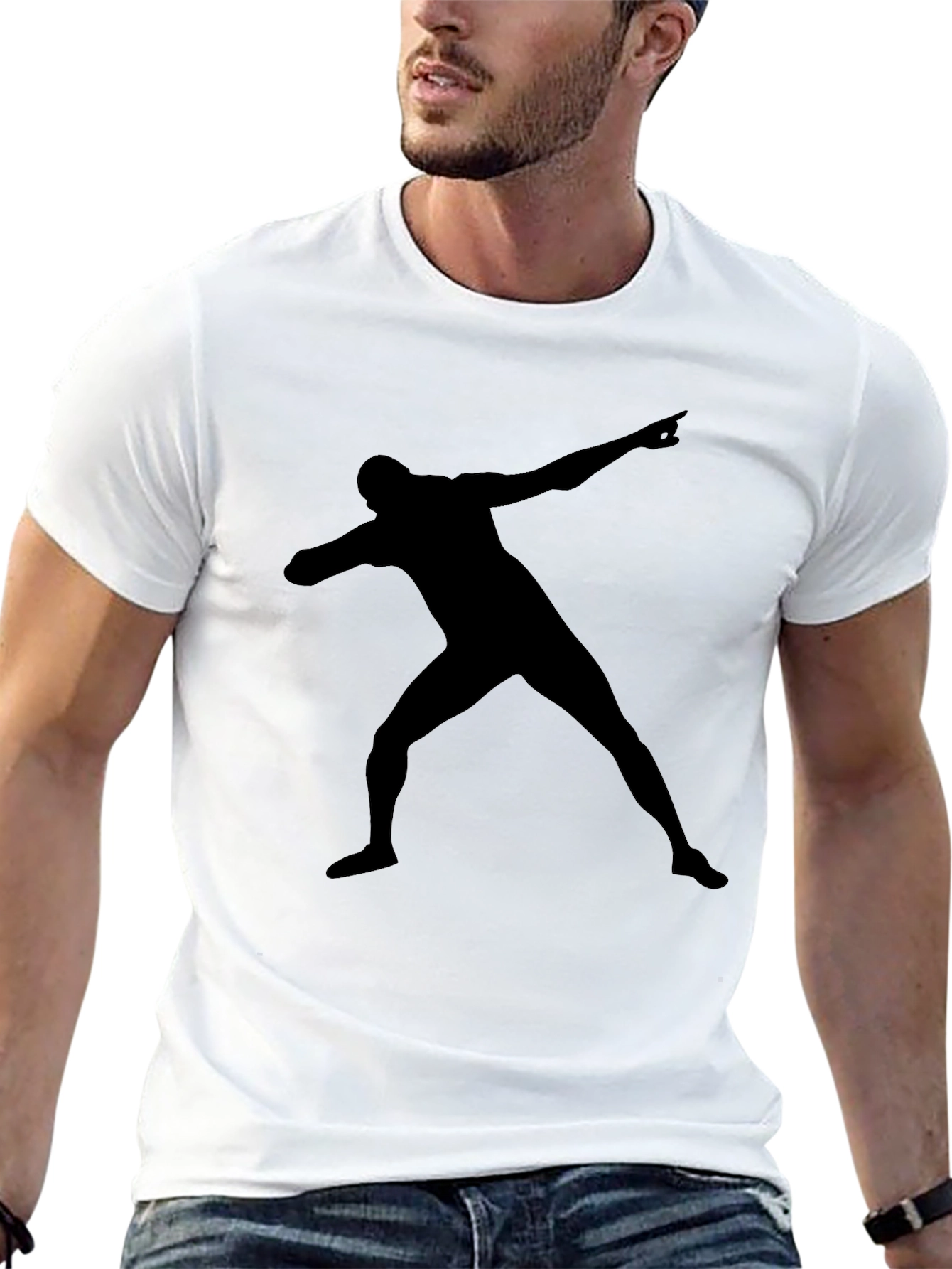 Black T-Shirt with Silhouette Man Design