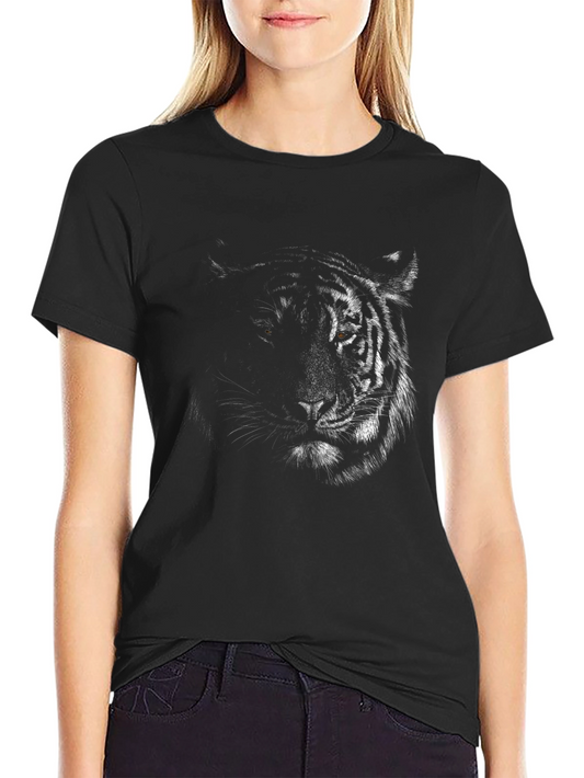 Tiger Graphic Print Black T-Shirt