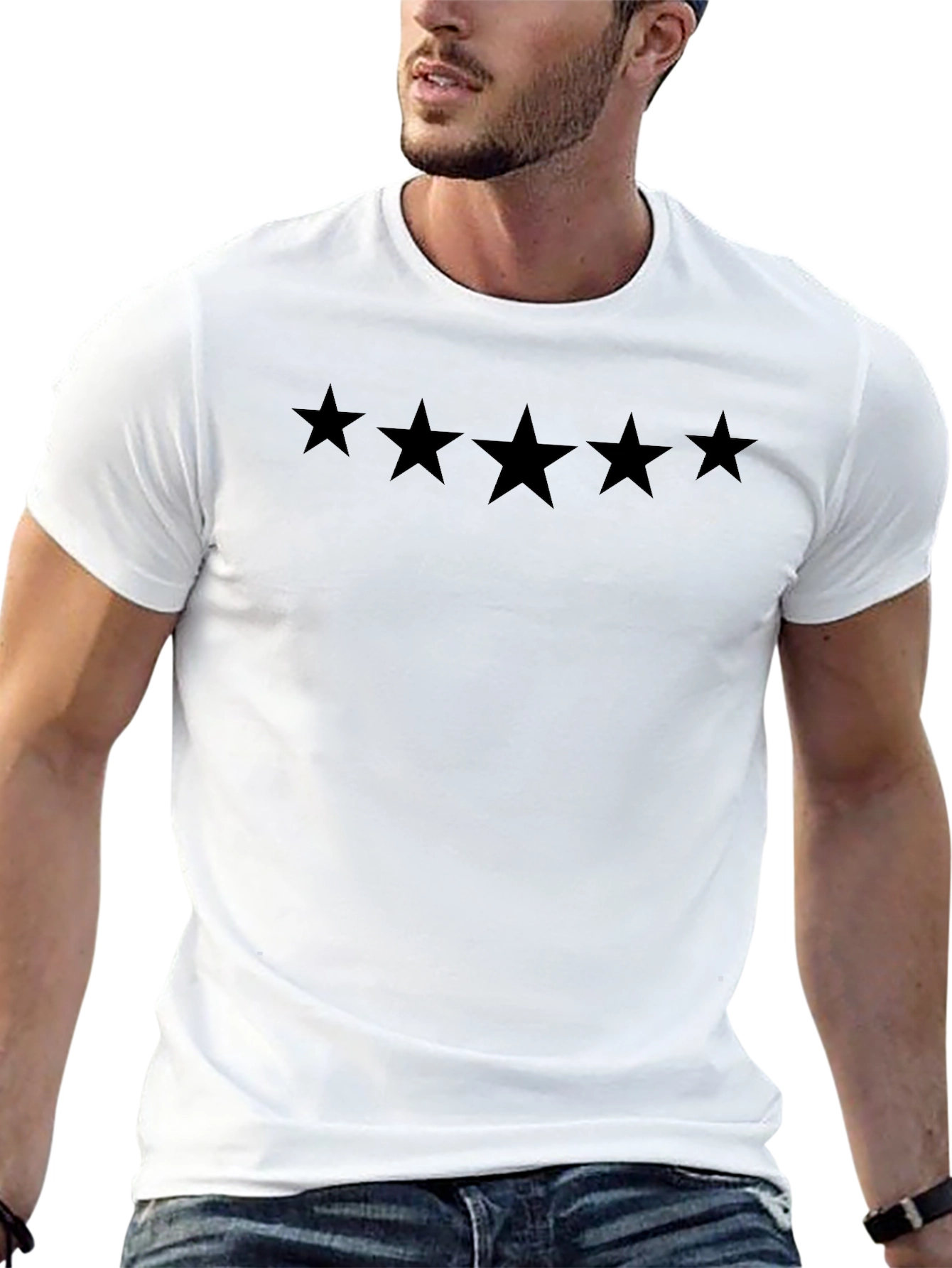 Black Five Star Graphic T-Shirt | Menswear