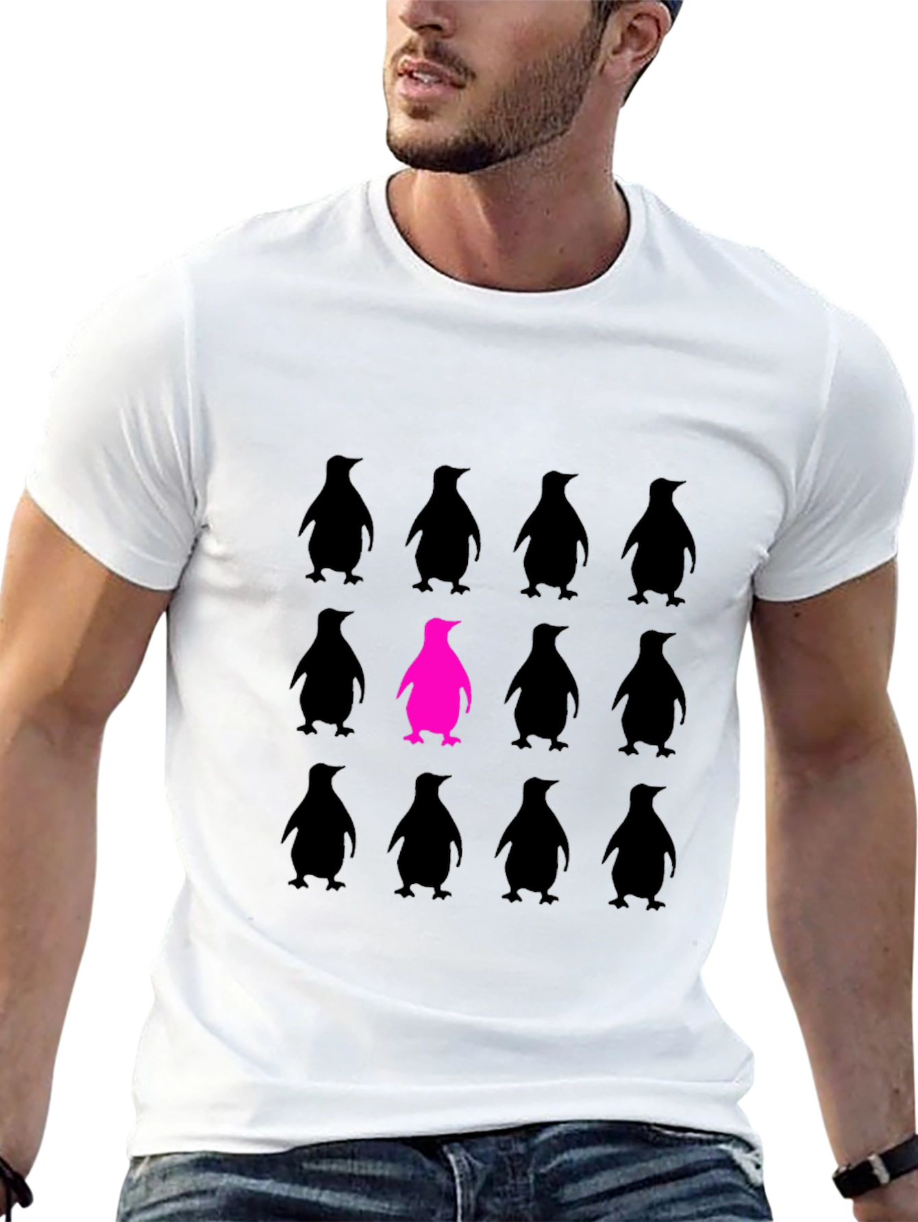 Be Unique Penguin Graphic Tee - Black