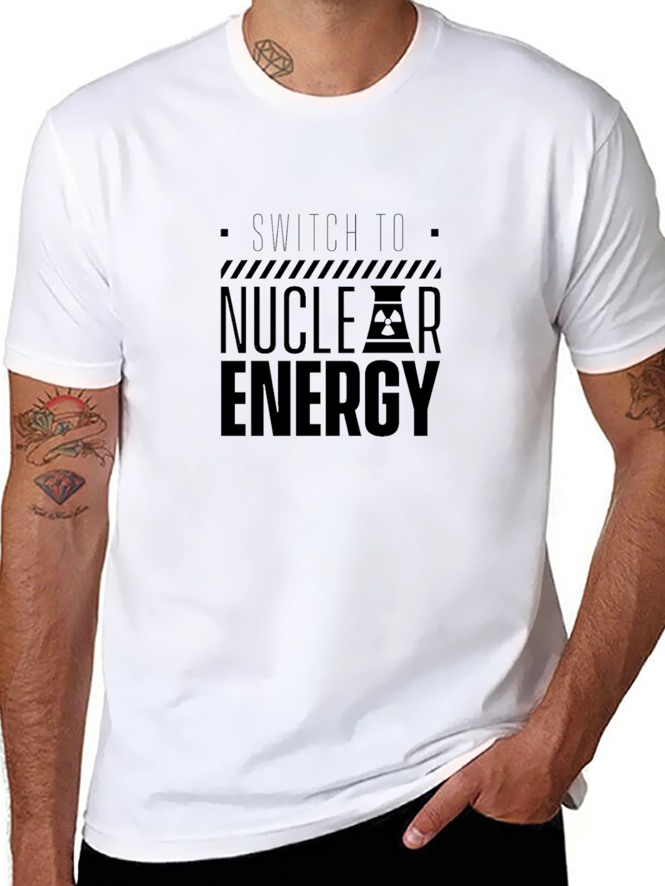 Switch To Nuclear Energy Black Graphic T-Shirt
