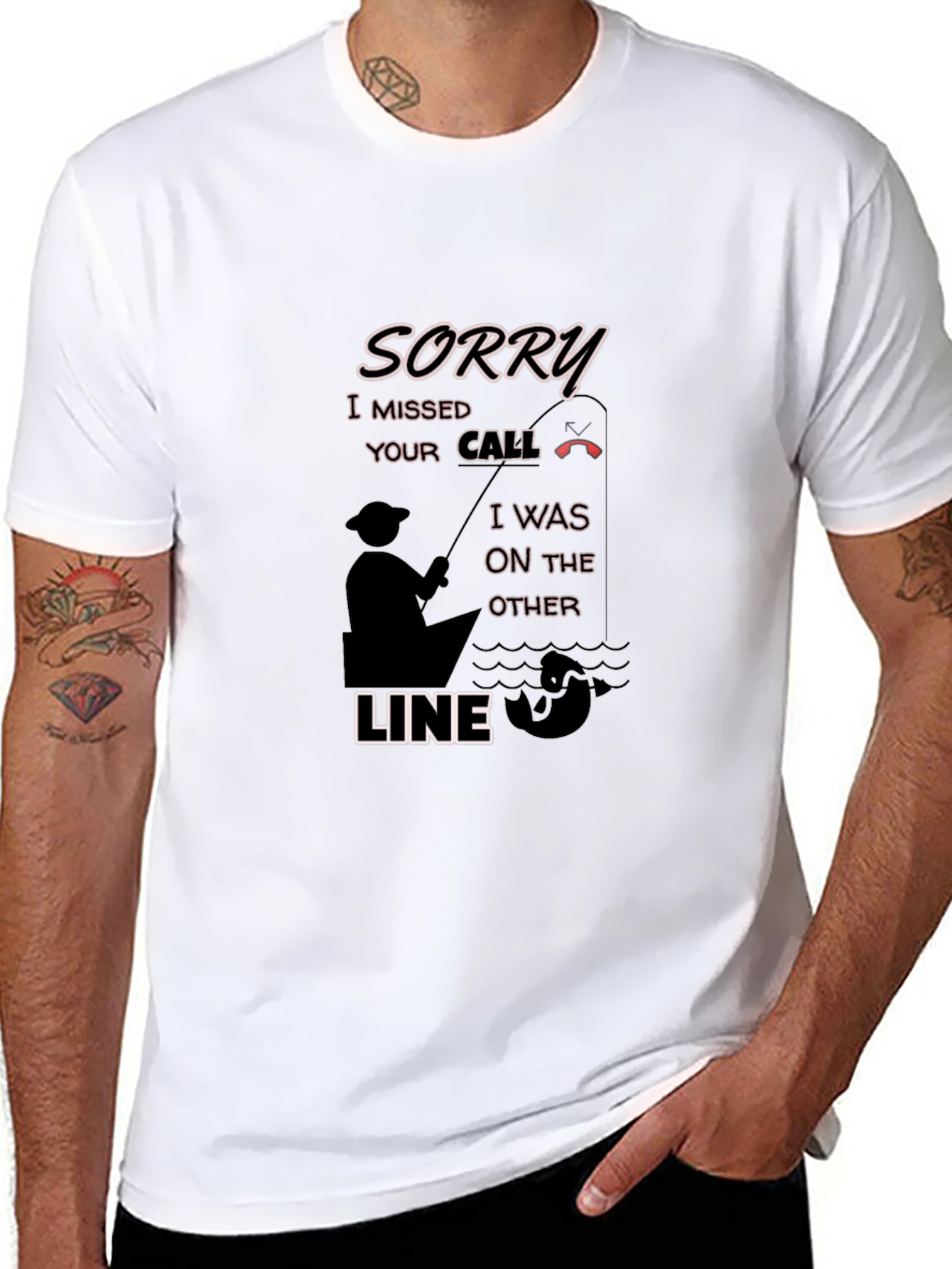 Sorry Missed Call Fishing Graphic T-Shirt
