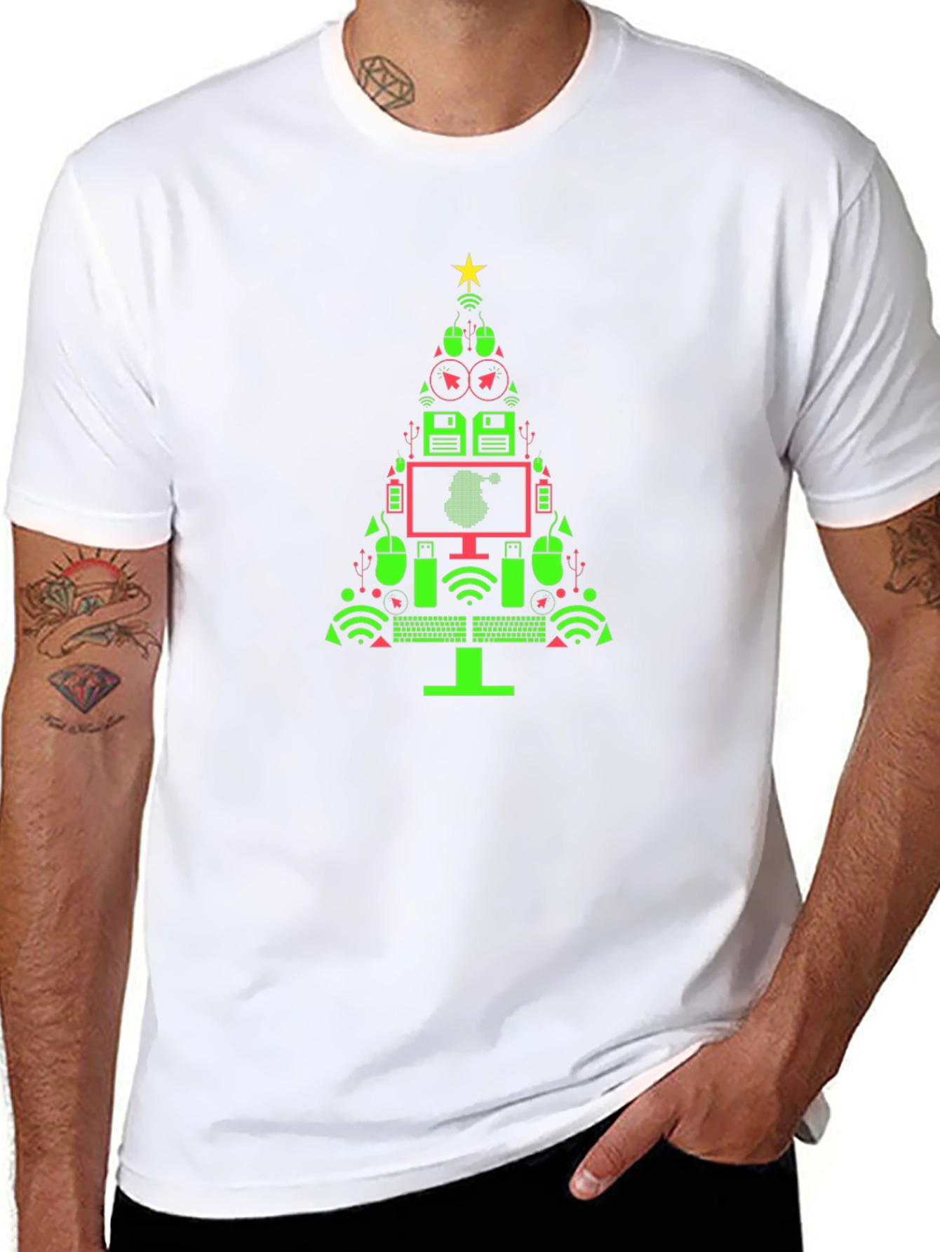 Tech Christmas Tree Graphic T-Shirt