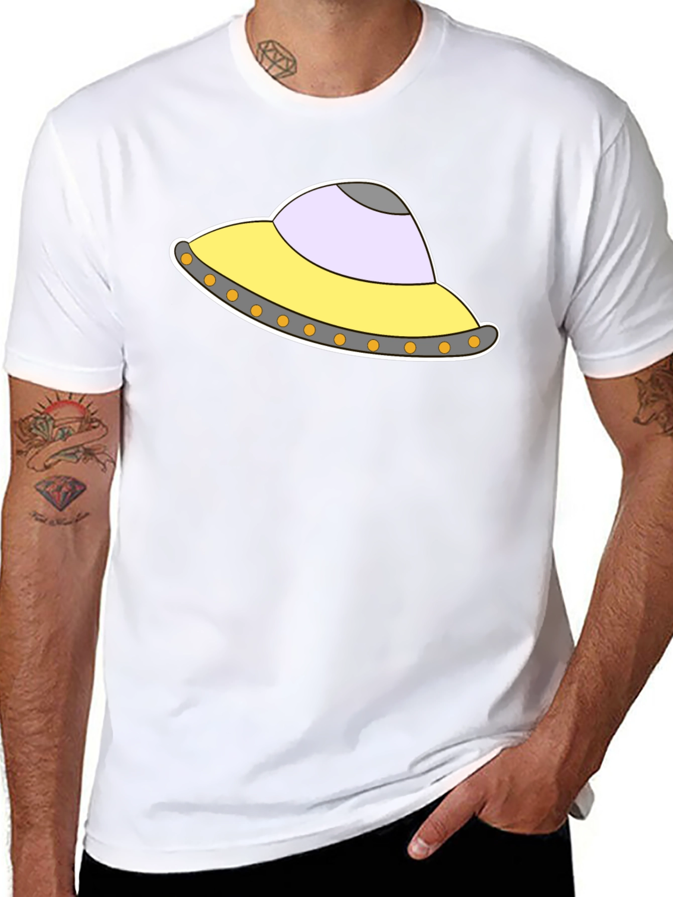 UFO Graphic Tee - Black Cotton Blend T-Shirt