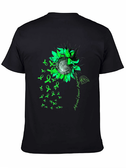 Adrenal Cancer Awareness T-Shirt Sunflower Ribbon Green