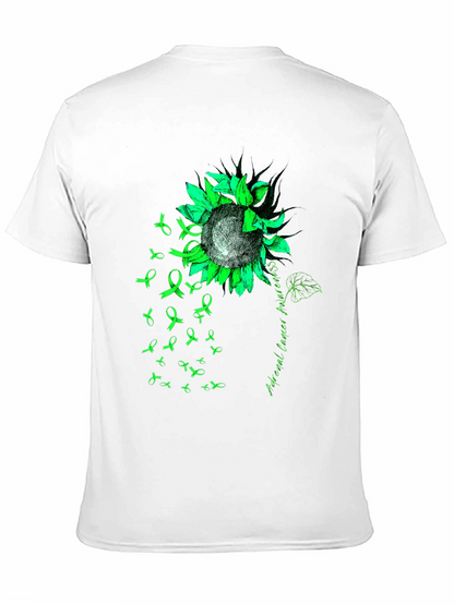 Adrenal Cancer Awareness T-Shirt Sunflower Ribbon Green