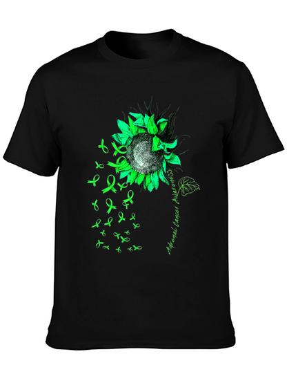 Adrenal Cancer Awareness T-Shirt Sunflower Ribbon Green