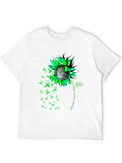 Adrenal Cancer Awareness T-Shirt Sunflower Ribbon Green