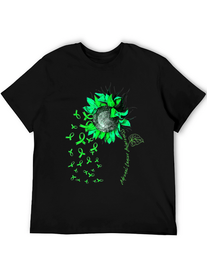 Adrenal Cancer Awareness T-Shirt Sunflower Ribbon Green
