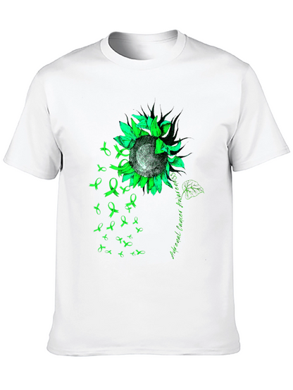 Adrenal Cancer Awareness T-Shirt Sunflower Ribbon Green