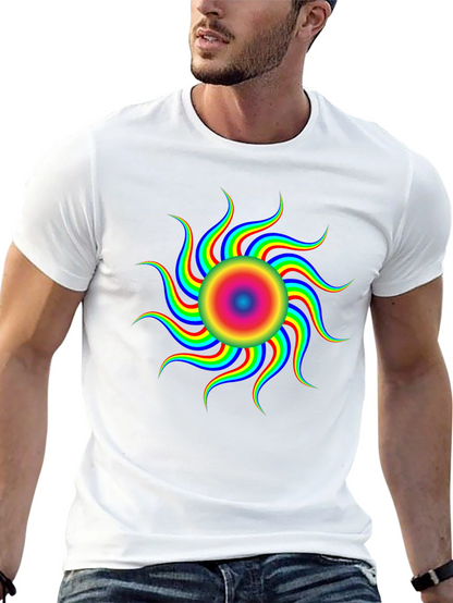 Vibrant Psychedelic Sun Graphic T-Shirt - Black