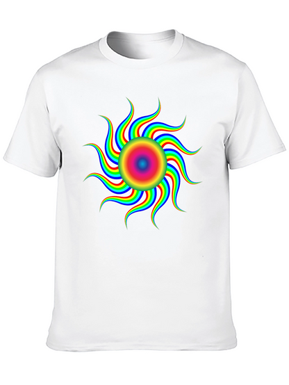Vibrant Psychedelic Sun Graphic T-Shirt - Black