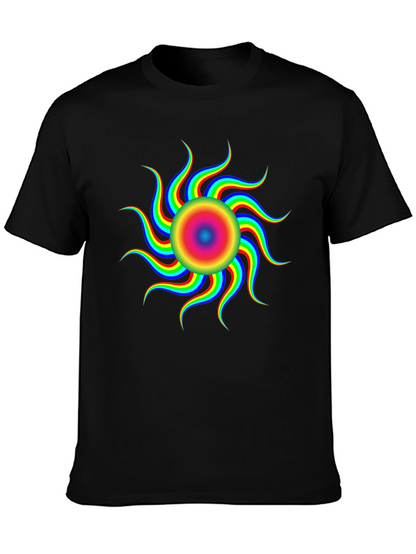Vibrant Psychedelic Sun Graphic T-Shirt - Black