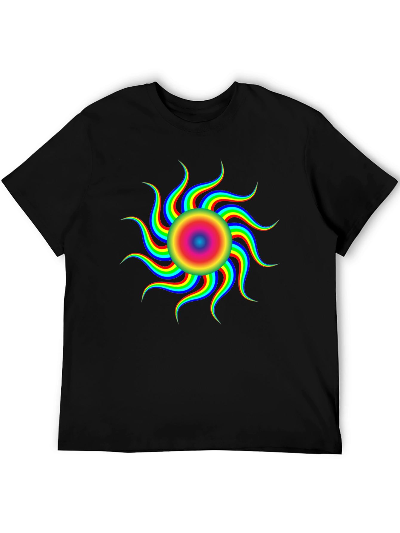Vibrant Psychedelic Sun Graphic T-Shirt - Black