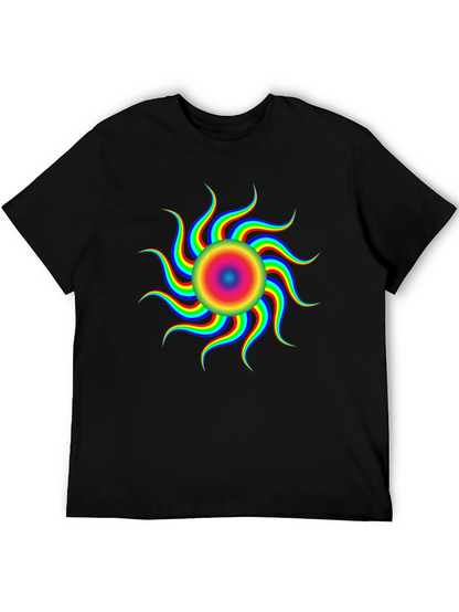 Vibrant Psychedelic Sun Graphic T-Shirt - Black
