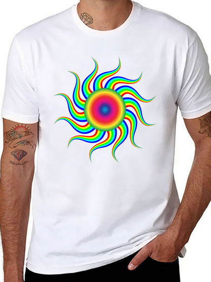 Vibrant Psychedelic Sun Graphic T-Shirt - Black