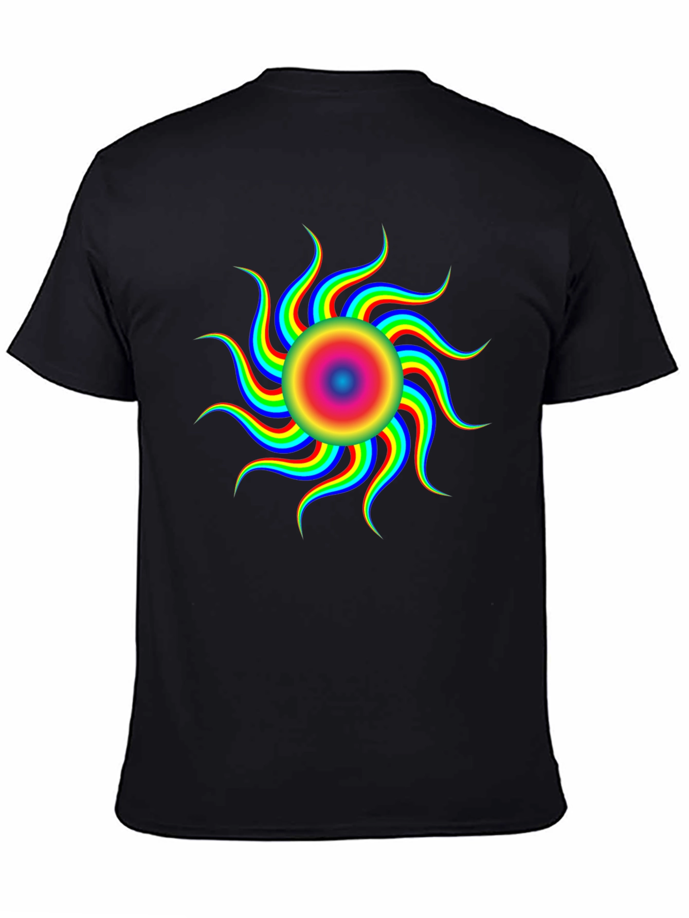 Vibrant Psychedelic Sun Graphic T-Shirt - Black