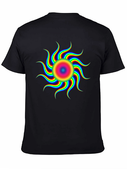 Vibrant Psychedelic Sun Graphic T-Shirt - Black