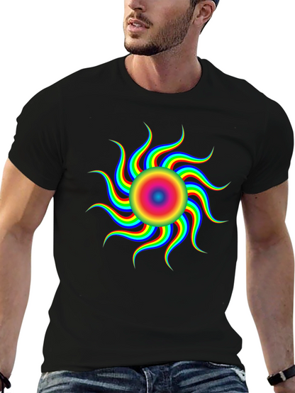 Vibrant Psychedelic Sun Graphic T-Shirt - Black