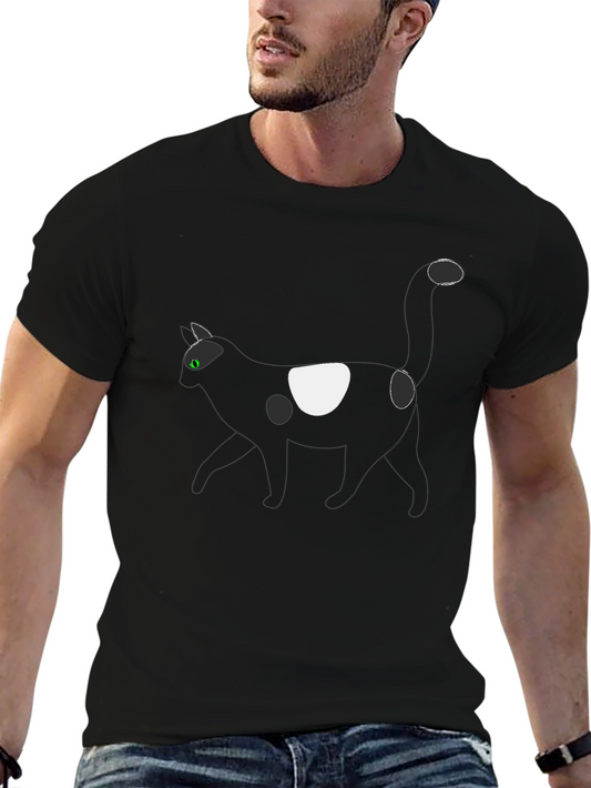 Black T-Shirt with Cat Graphic