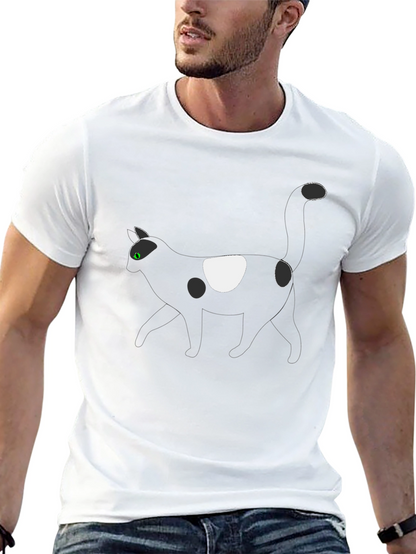 Black T-Shirt with Cat Graphic