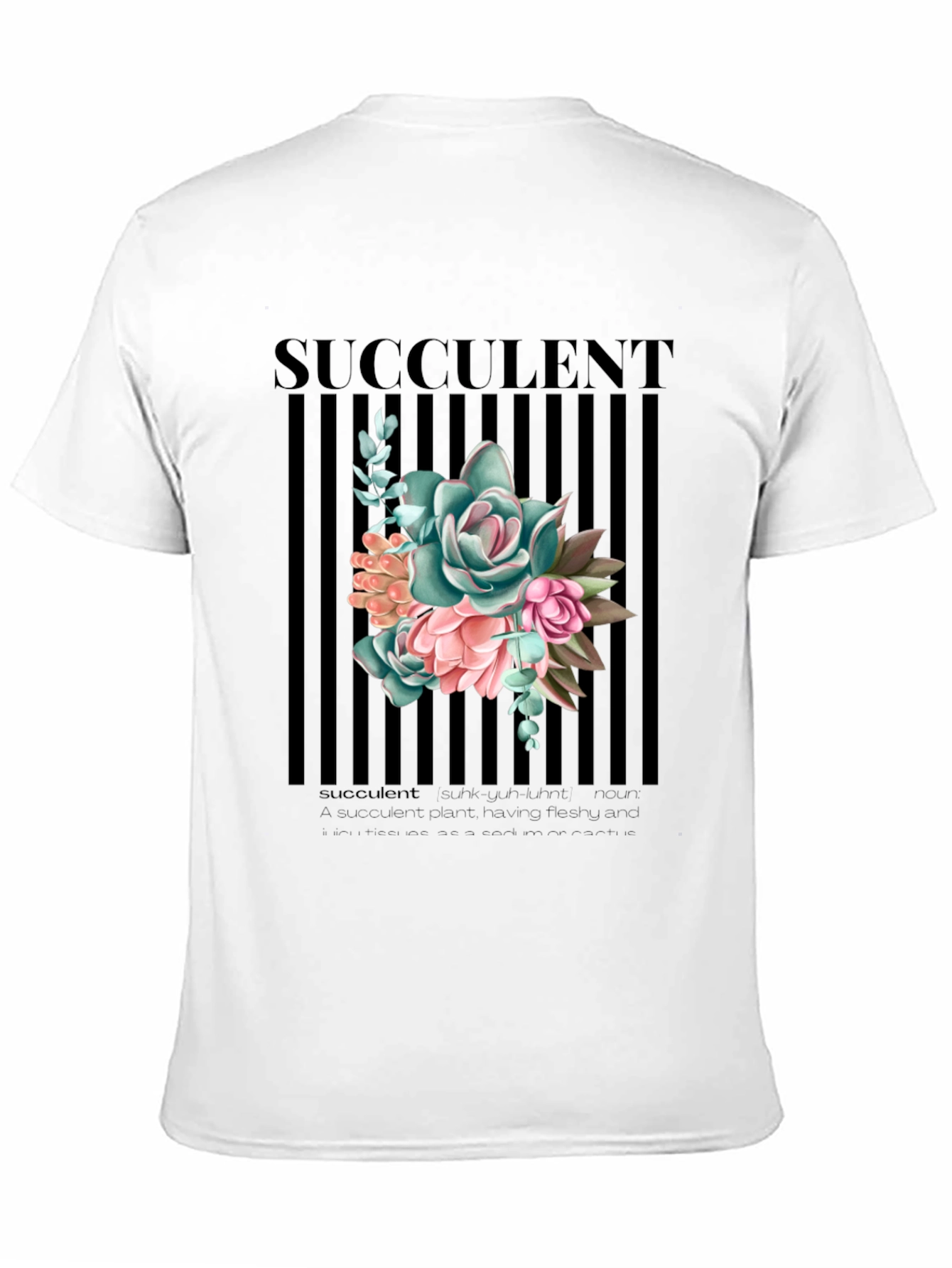 Succulent Graphic Print Black T-Shirt for Men