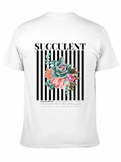 Succulent Graphic Print Black T-Shirt for Men