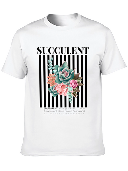 Succulent Graphic Print Black T-Shirt for Men