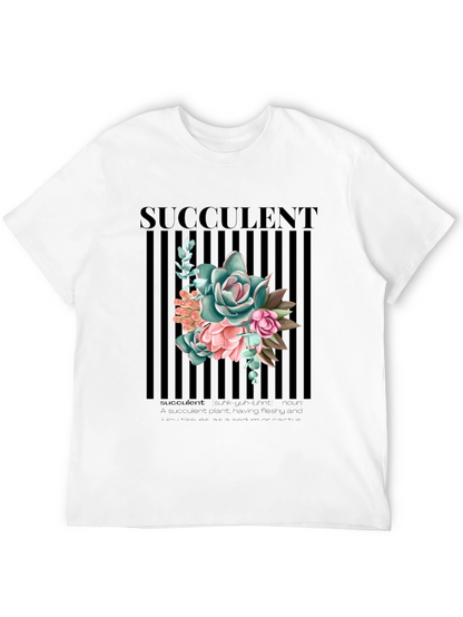 Succulent Graphic Print Black T-Shirt for Men