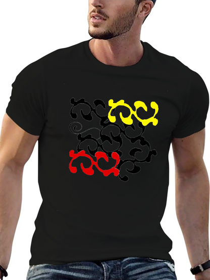 Abstract Swirl Design Black T-Shirt