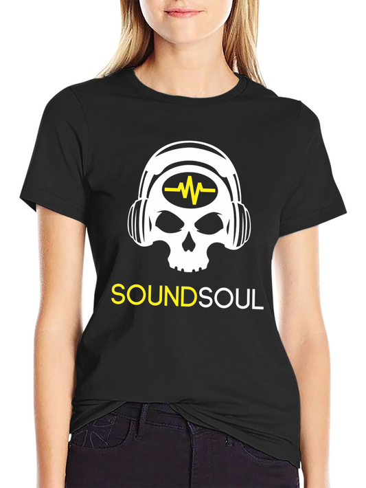Sound Soul Black T-Shirt - Skull Headphone Design