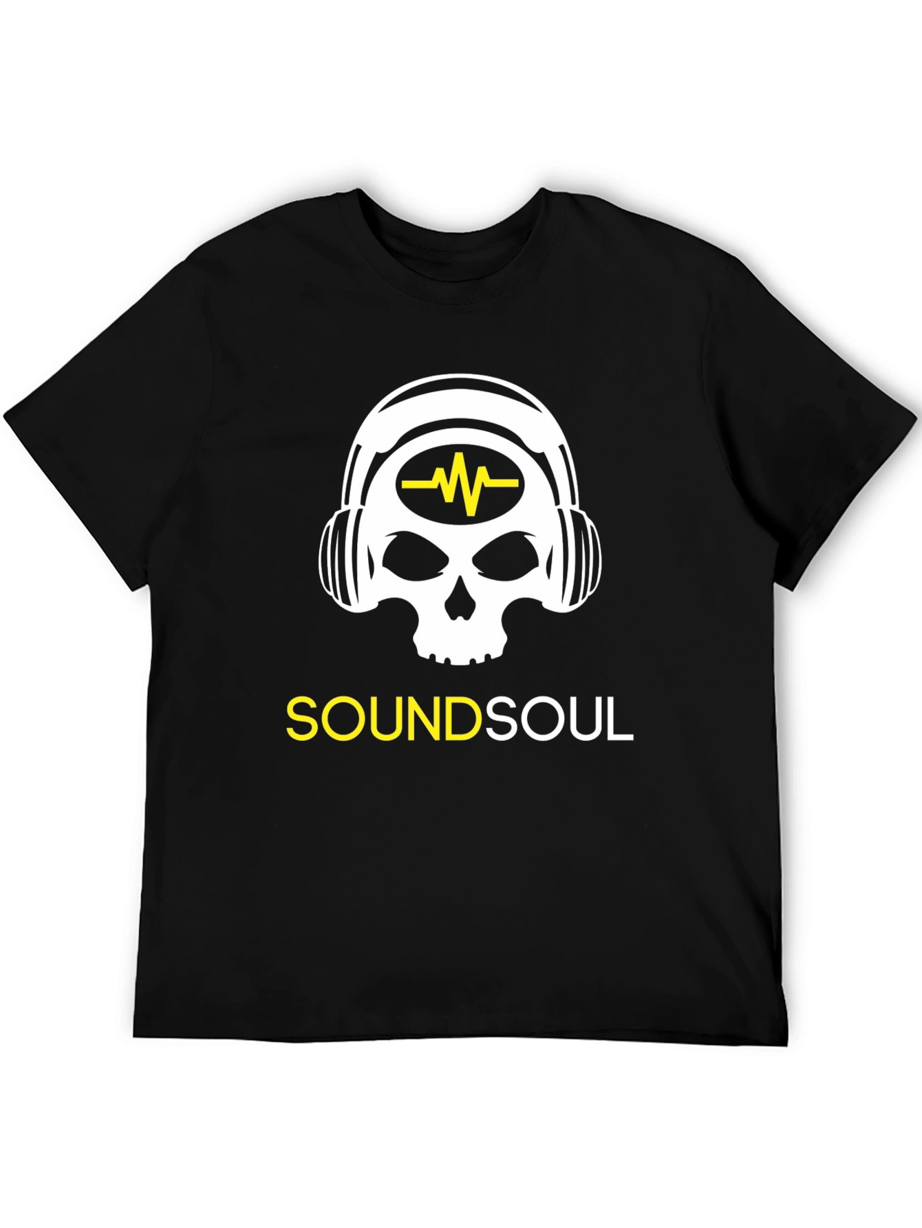 Sound Soul Black T-Shirt - Skull Headphone Design