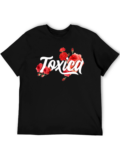 Toxic Black Graphic Tee with Roses
