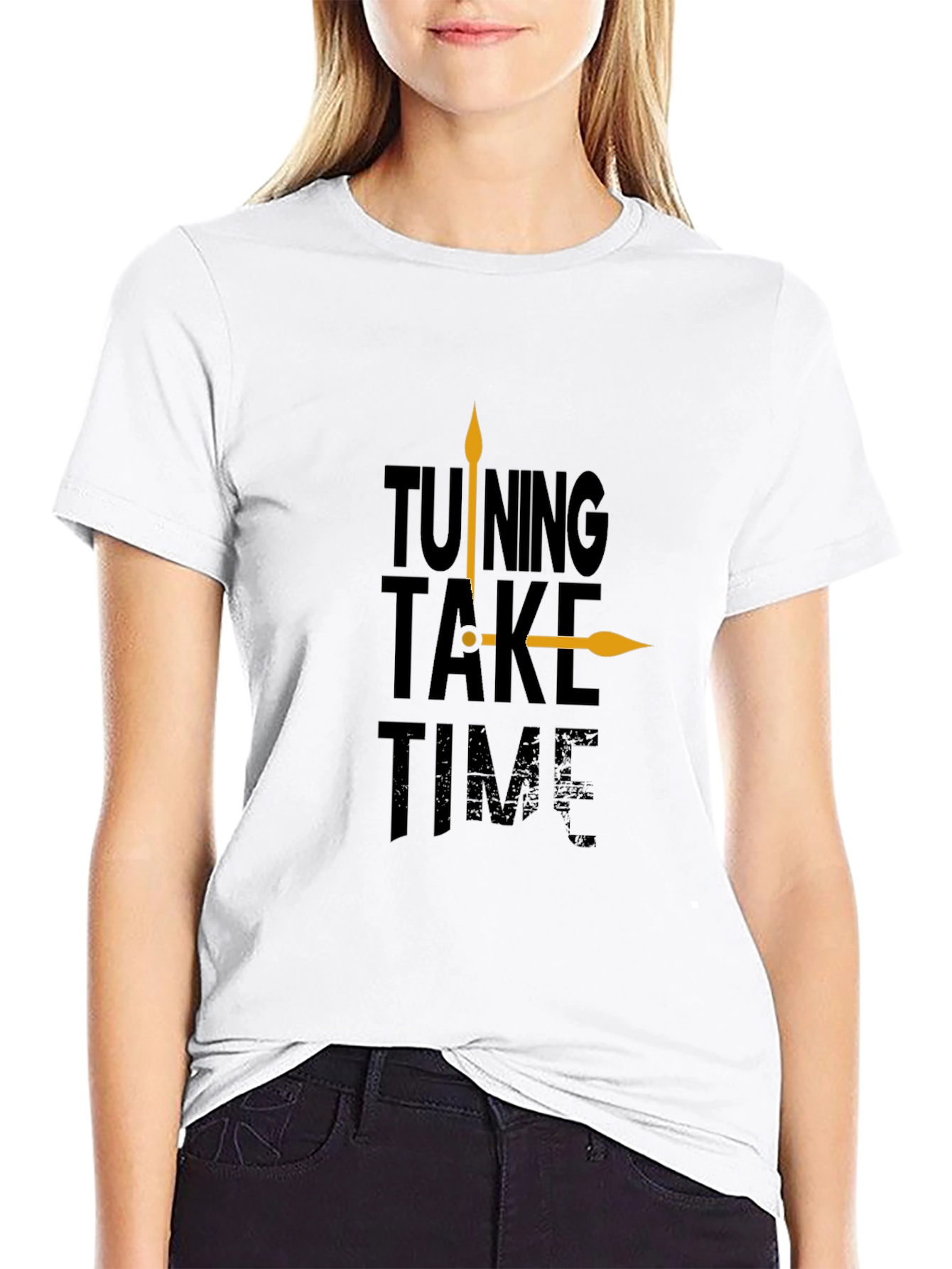 Tuning Take Time Black Graphic Tee - Casual Style