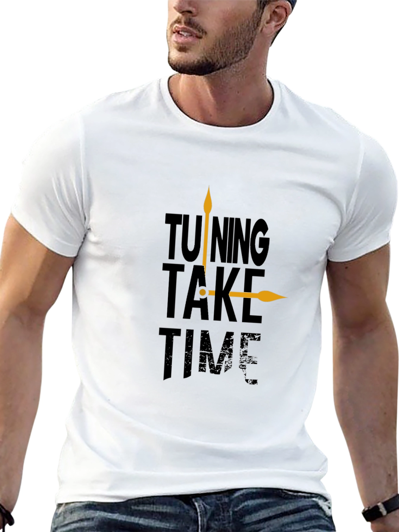 Tuning Take Time Black Graphic Tee - Casual Style