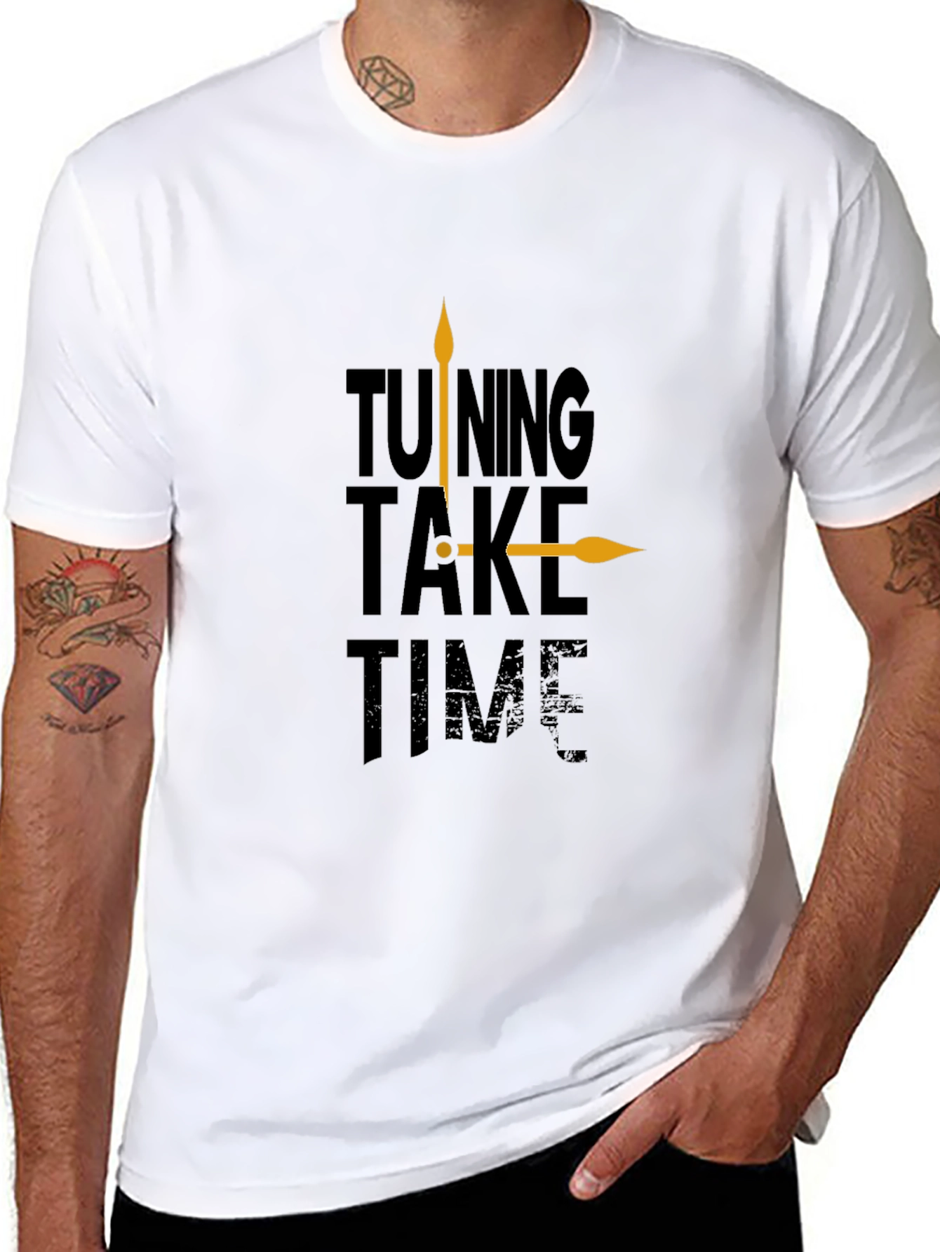 Tuning Take Time Black Graphic Tee - Casual Style