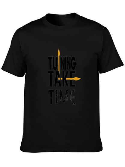 Tuning Take Time Black Graphic Tee - Casual Style