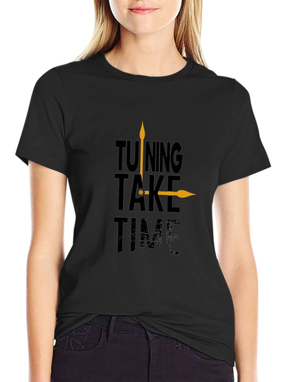 Tuning Take Time Black Graphic Tee - Casual Style