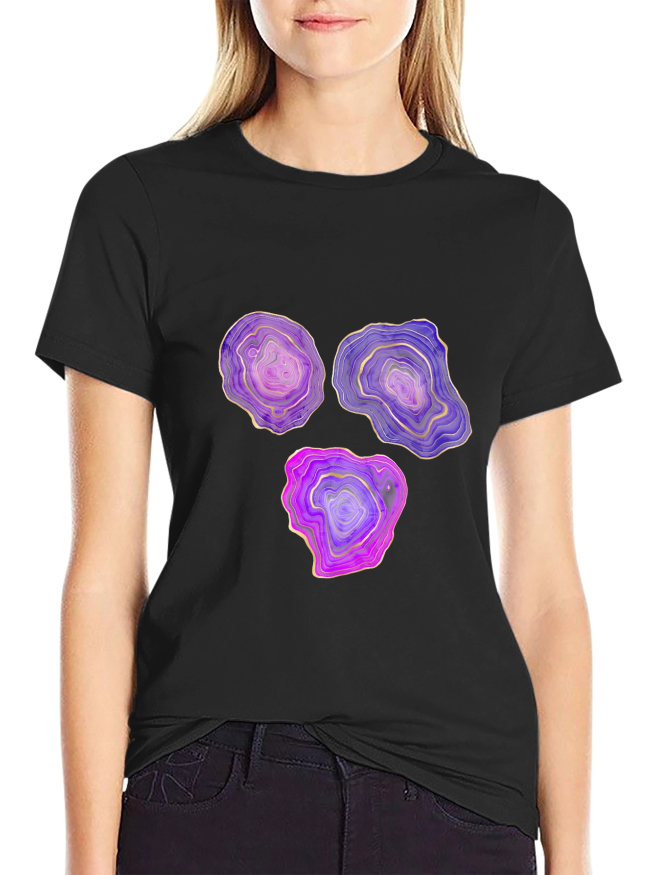 Agate Slice Graphic Black T-Shirt