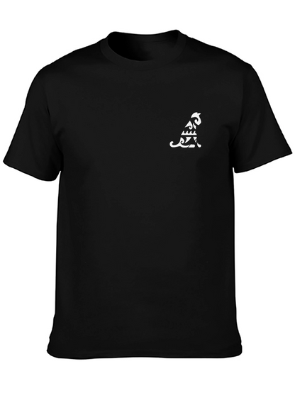 Tribal Cat Graphic Tee - Black Cotton Blend