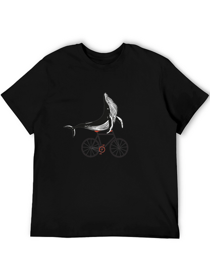 Whale on Bike Graphic Tee - Black