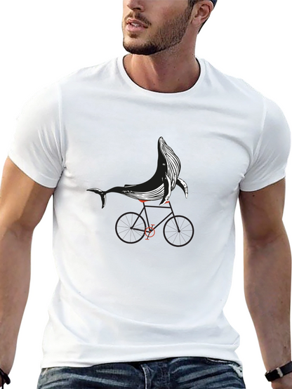Whale on Bike Graphic Tee - Black