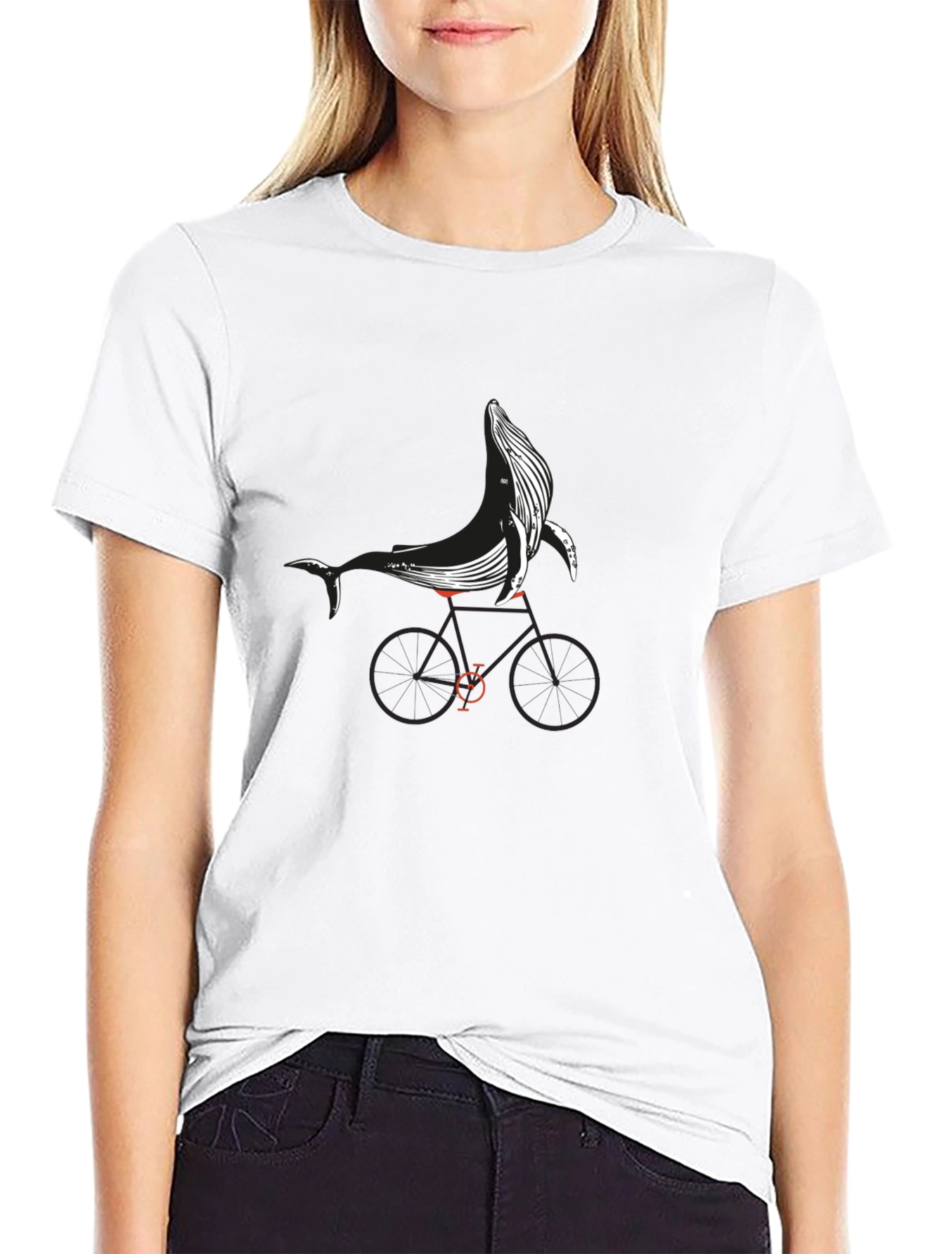Whale on Bike Graphic Tee - Black